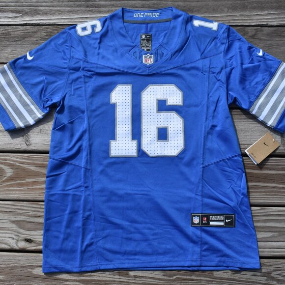 New With Tags!! Jared Goff Detroit Lions Blue Football Jersey Adult Men's Sizes - Picture 2 of 2